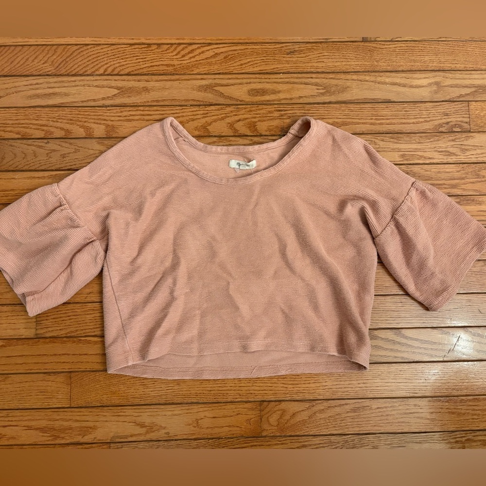 Madewell Bell Sleeve Ribbed Cropped Top size small